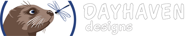 Logo of Dayhaven Designs with an otter and dragonfly illustration.