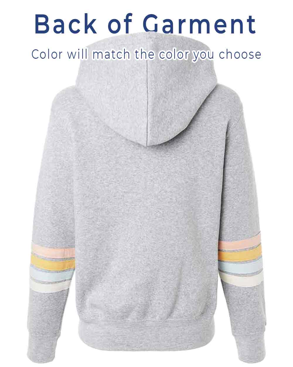 Gray hoodie with colorful sleeves on a white background