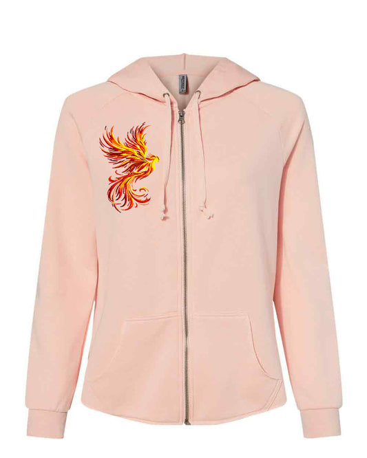 Lady Phoenix Approaches on Surf Wash Hoodie