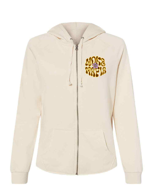 Stand out with effortless style in the Woke Mafia Retro on Surf Wash Hoodie. Featuring a one-of-a-kind wave wash dye technique, each hoodie boasts a uniquely faded, vintage-inspired look with crazy-soft, worn-in comfort. The raw, overlocked seams on the kangaroo pockets and hemline give it that rustic edge—while the 7oz. cotton/poly fleece ensures lasting durability and warmth.

Stand out with effortless style in the Woke Mafia Retro on Surf Wash Hoodie. Featuring a one-of-a-kind wave wash dye technique, ea